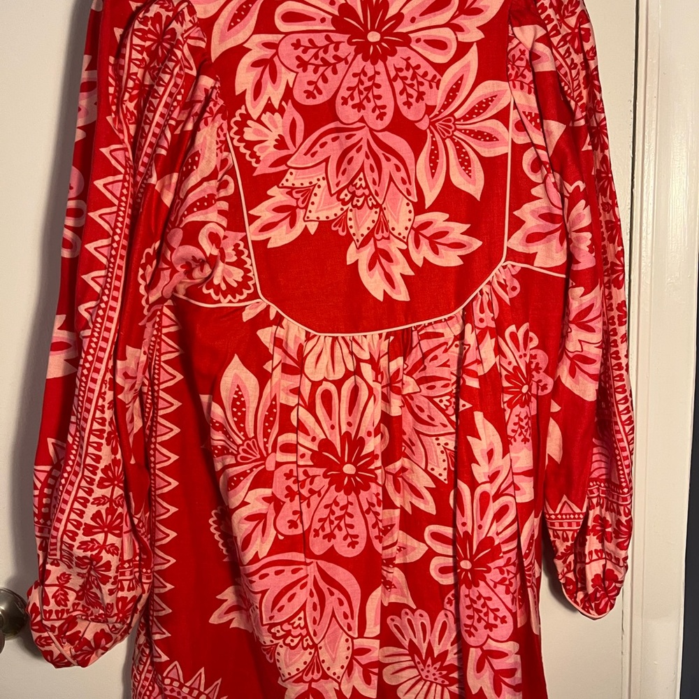 FARM Rio Red and Pink Floral Midi Dress size Small - Picture 7 of 7
